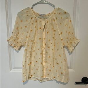 Madewell Floral Blouse Butter Yellow Women’s Large